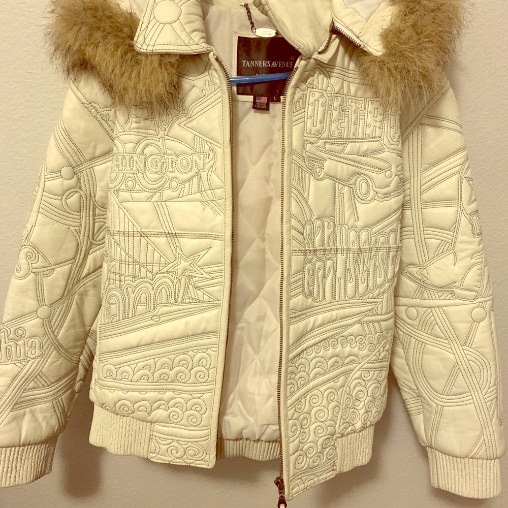 Leather bomber jacket